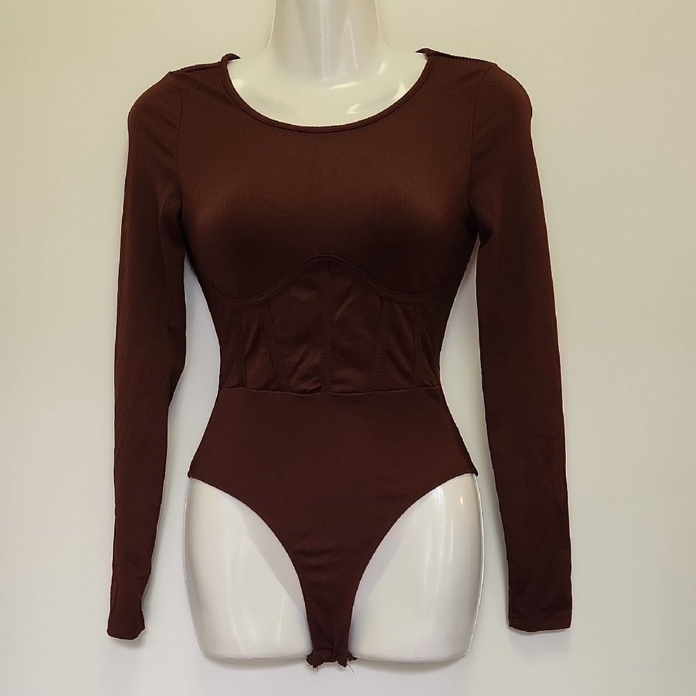 Long Sleeve Bodysuit - Reddish Brown